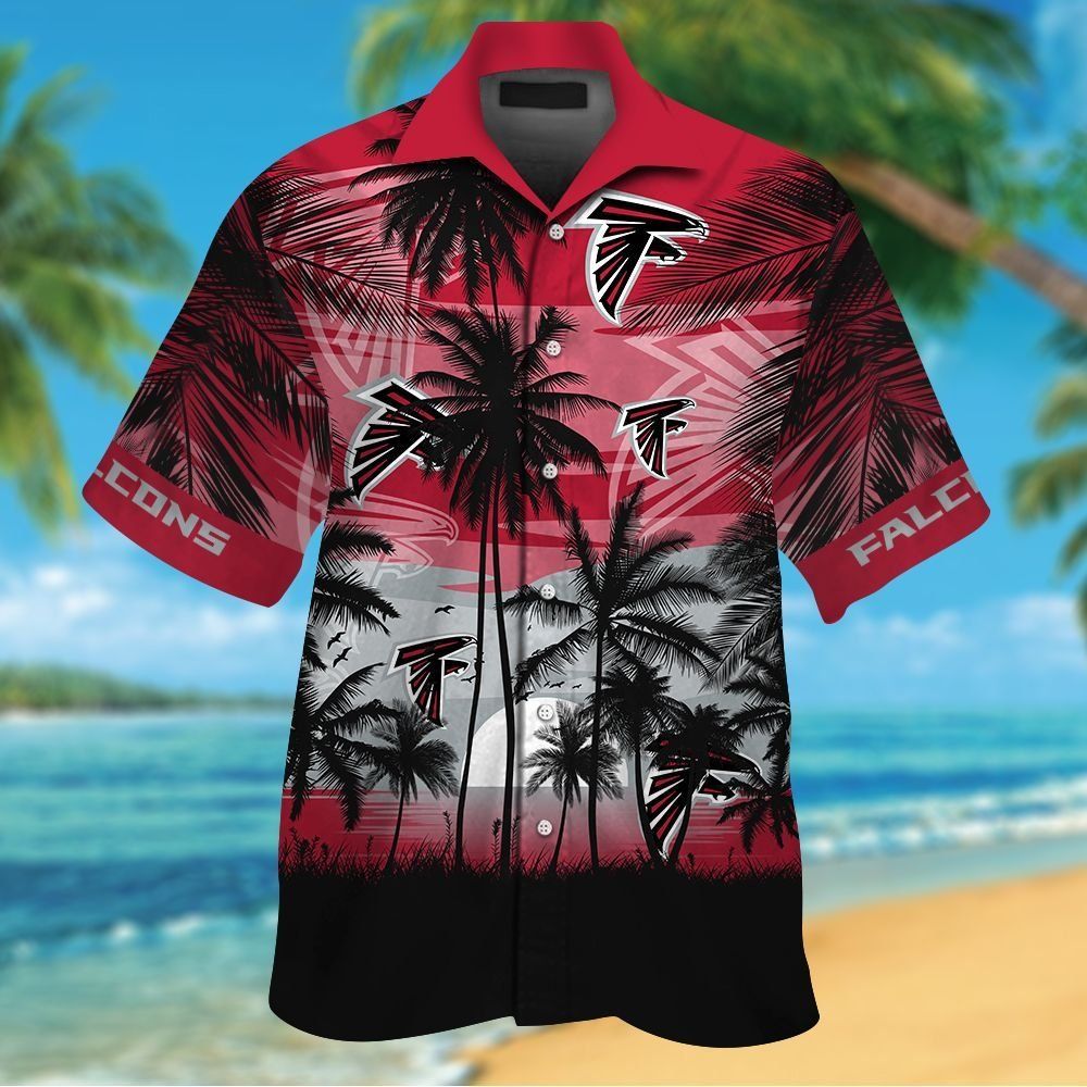 Atlanta Falcons Short Sleeve Button Up Tropical Shirt Hawaiian Shirt Unisex T-shirt, Sweatshirt, Hoodie, Long Sleeve Tee - T-Shirt, Sweatshirt, Hoodie