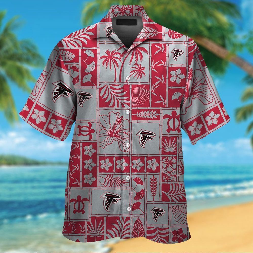 Atlanta Falcons Tropical Hawaiian Short Sleeve Button Up Shirt Unisex T-shirt, Sweatshirt, Hoodie, Long Sleeve Tee - T-Shirt, Sweatshirt, Hoodie