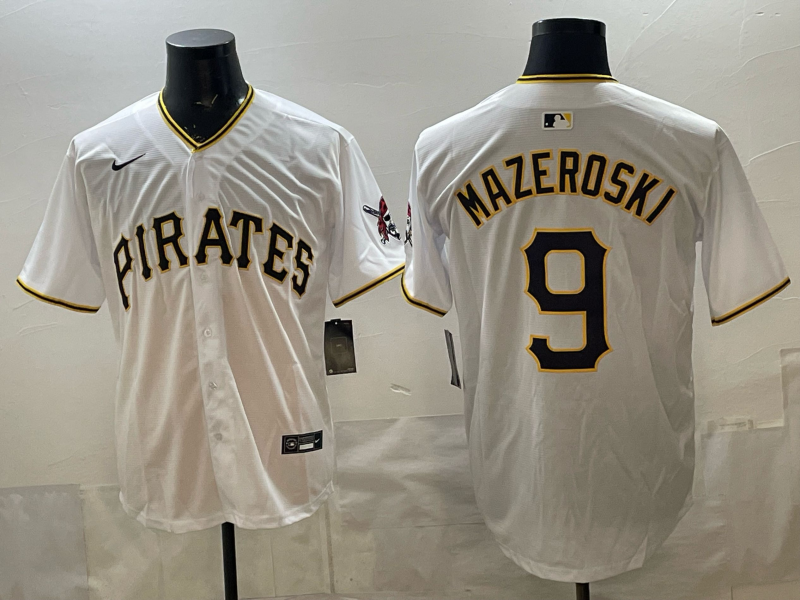 Men's Pittsburgh Pirates Bill Mazeroski #9 White Home Replica Player Jersey baseball jersey product view 1