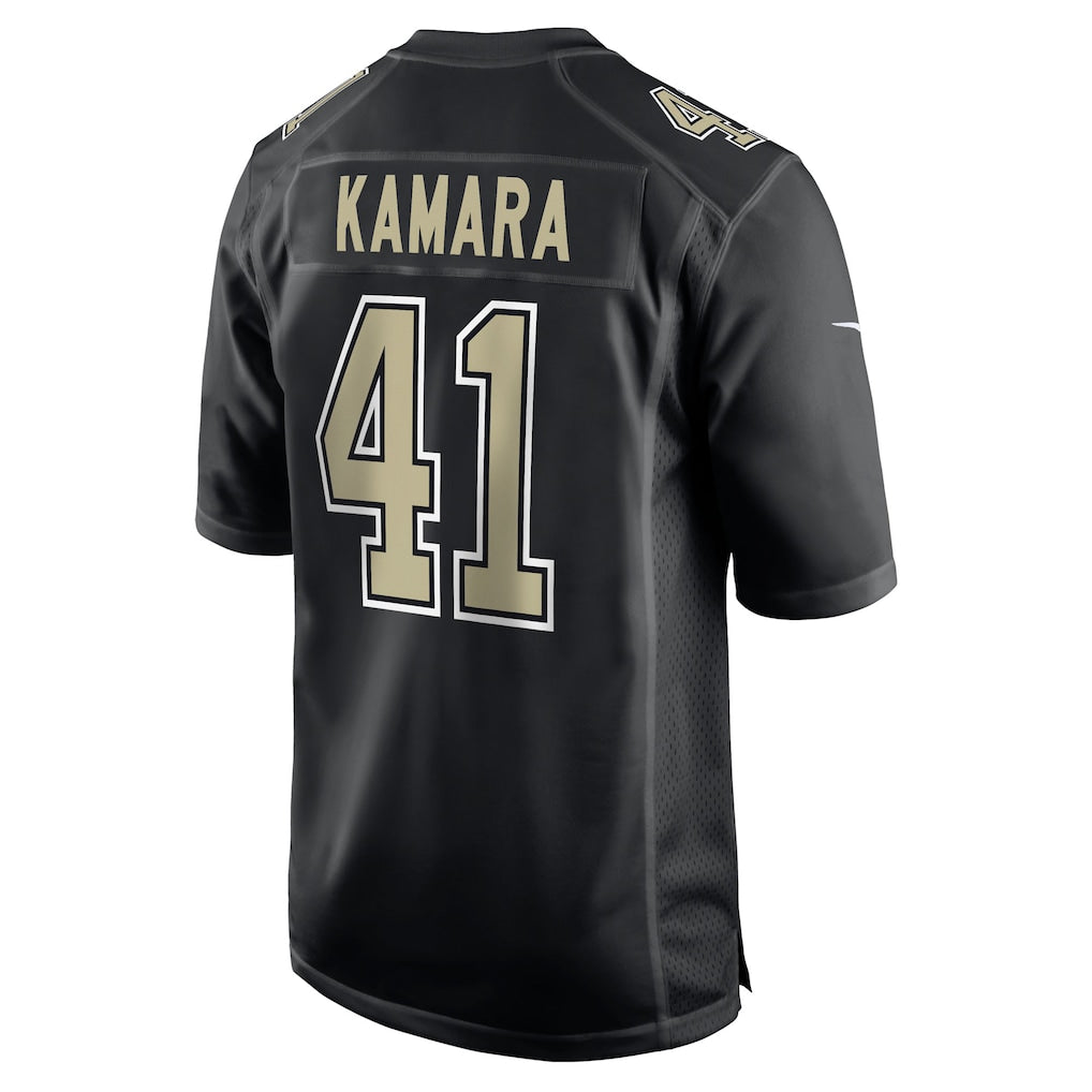 NO.Saints #41 Alvin Kamara Carbon Black Fashion Game Jersey football jersey product view 1