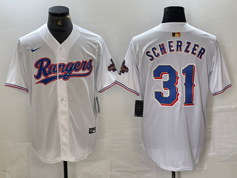 Men's Texas Rangers Max Scherzer #31 White 2024 Gold Collection Limited Player Jersey baseball jersey product view 1