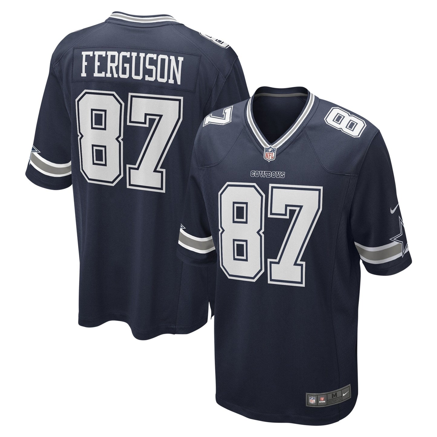 Jake Ferguson Dallas Cowboys Game Jersey - Navy football jersey product view 1