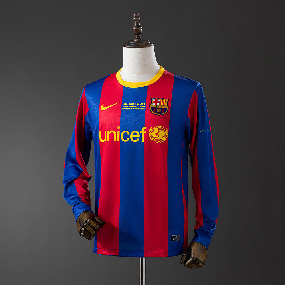 Barcelona 10/11 Home Champions League Edition Long Sleeve Retro Jersey sports jersey product view 1