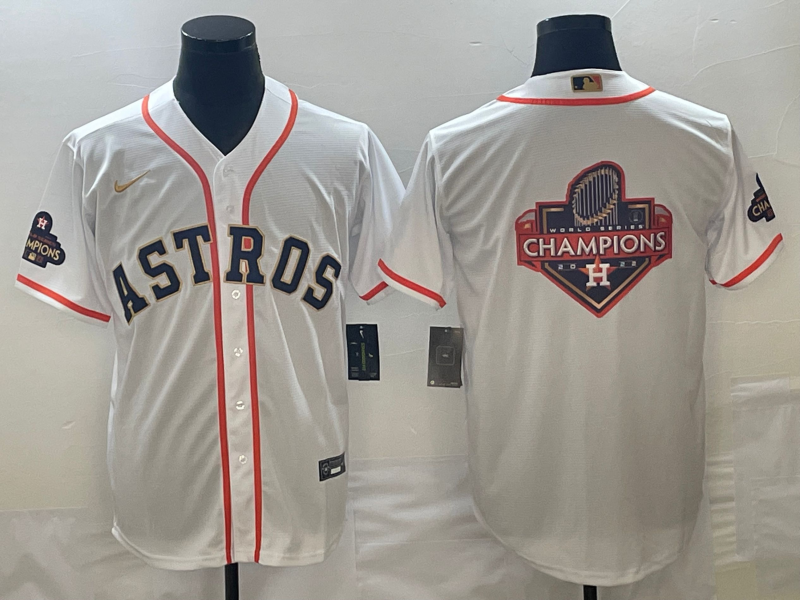 Men's Houston Astros White 2023 Gold Collection Replica Player Jersey1 baseball jersey product view 1