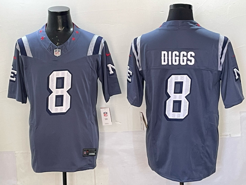 Men's New England Patriots Stefon Diggs Storm Blue 2025 Rivalries Collection Limited Jersey football jersey product view 1