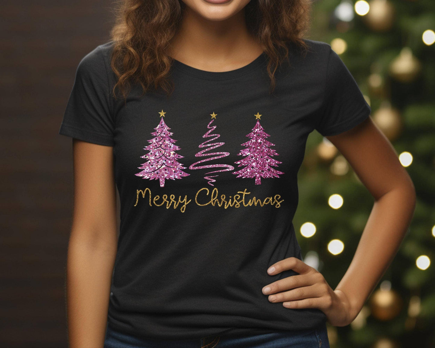 Merry Christmas Tree Sparkly Xmas Sweatshirt Unisex T-shirt, Sweatshirt, Hoodie, Long Sleeve Tee - T-Shirt, Sweatshirt, Hoodie