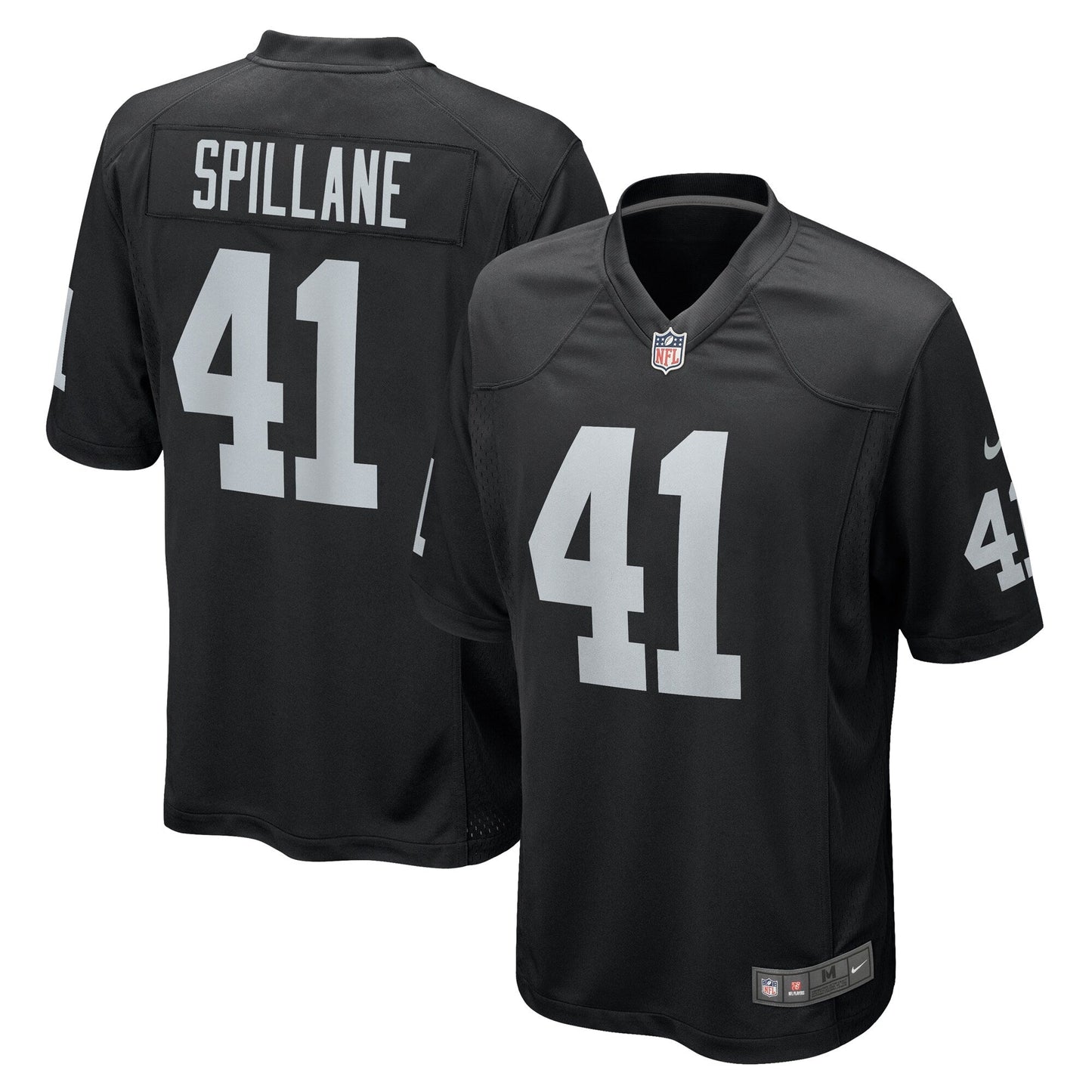 Robert Spillane Las Vegas Raiders Game Jersey - Black football jersey product view 1