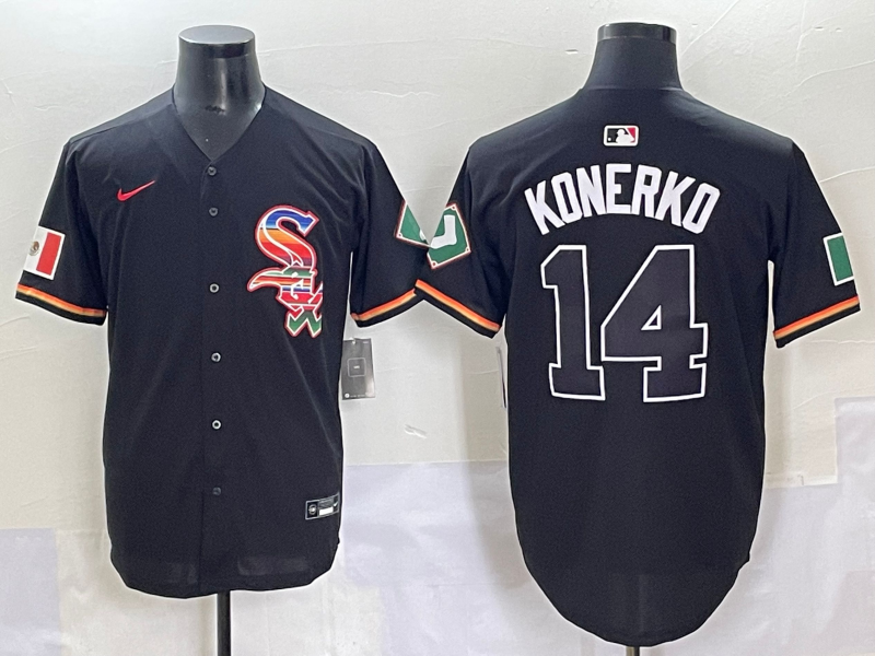 Men's Chicago White Sox Paul Konerko Black Replica Player Jersey baseball jersey product view 1