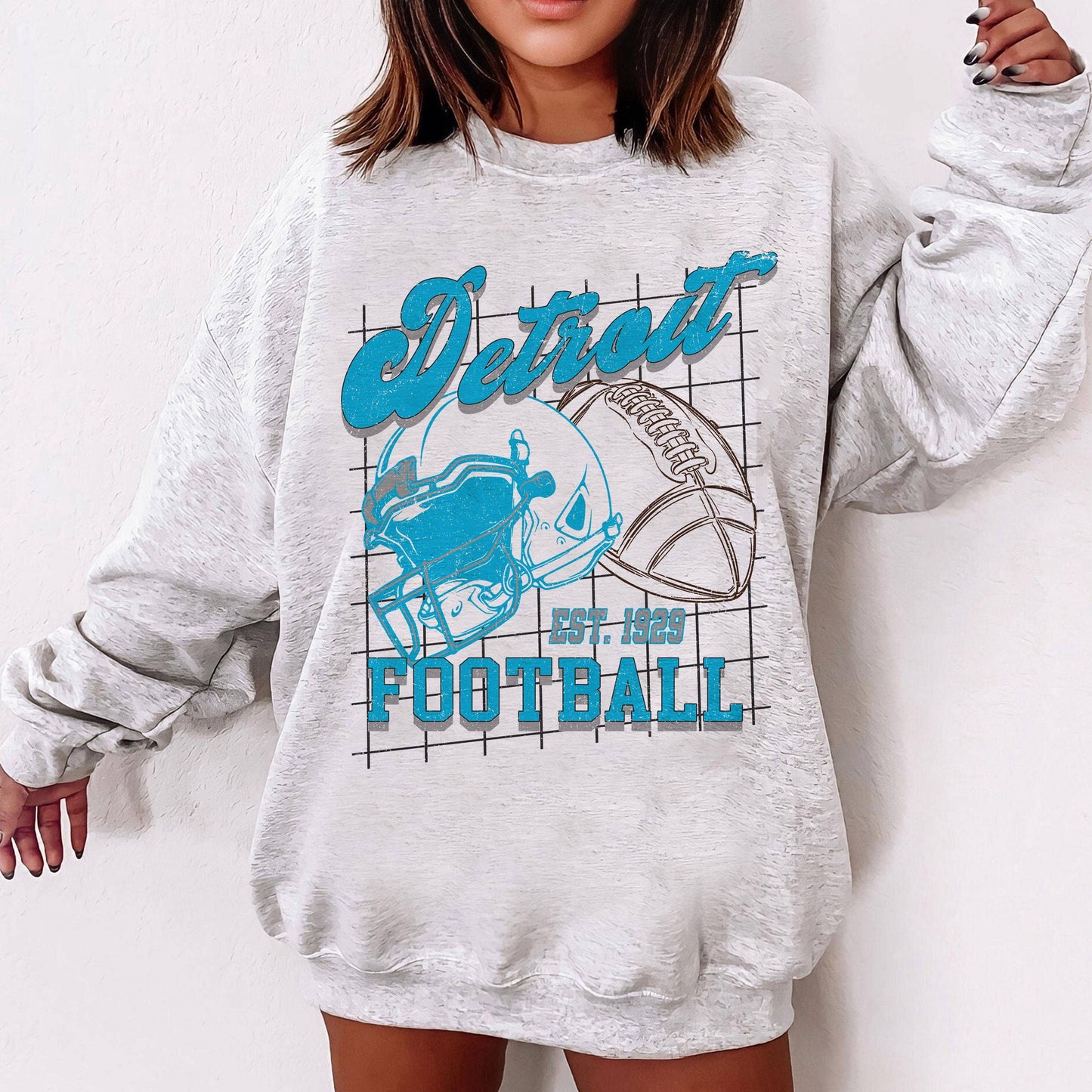 Vintage Detroit Football Sweatshirt Retro Gift Unisex T-shirt, Sweatshirt, Hoodie, Long Sleeve Tee - T-Shirt, Sweatshirt, Hoodie