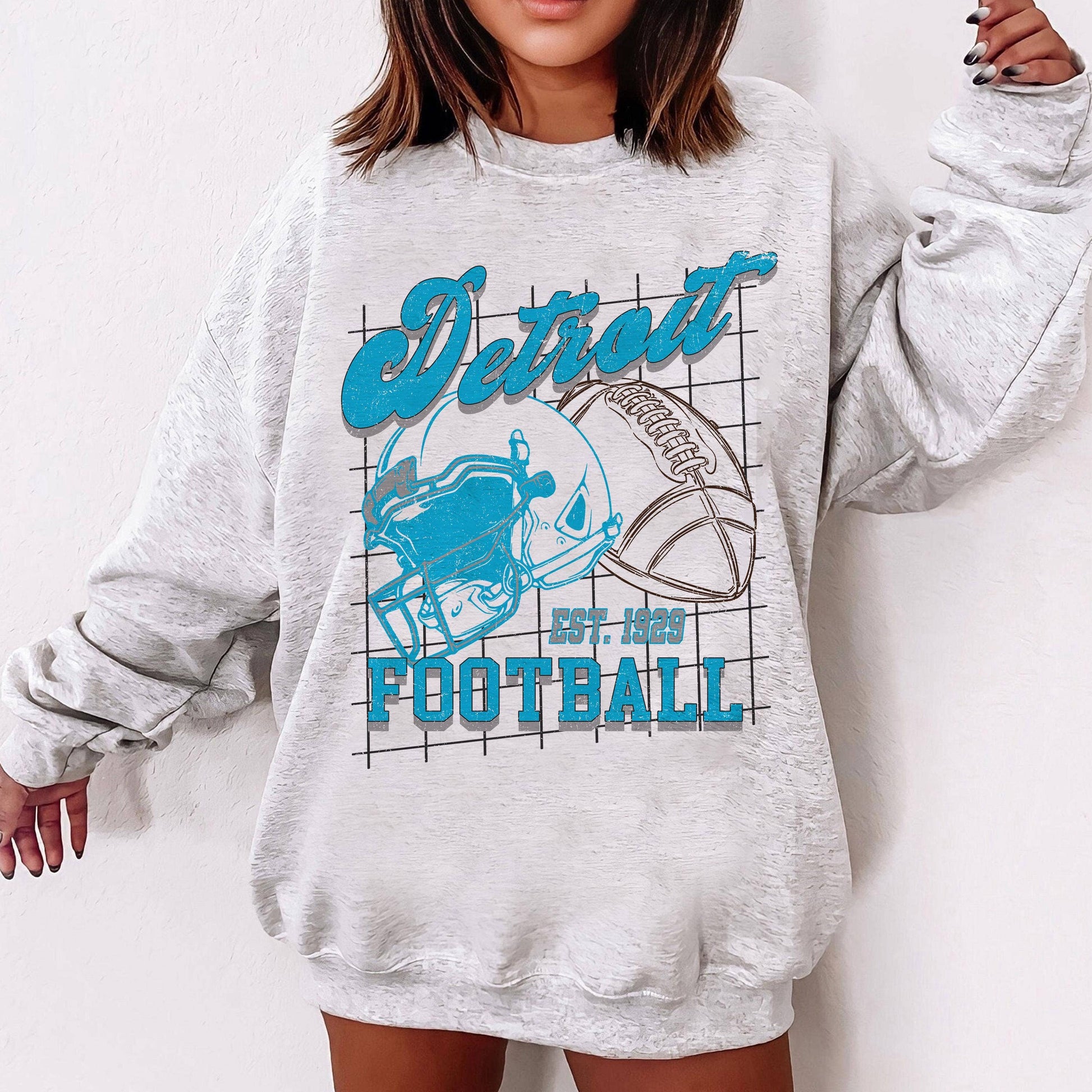 Vintage Detroit Football Sweatshirt Retro Gift Unisex T-shirt, Sweatshirt, Hoodie, Long Sleeve Tee - T-Shirt, Sweatshirt, Hoodie