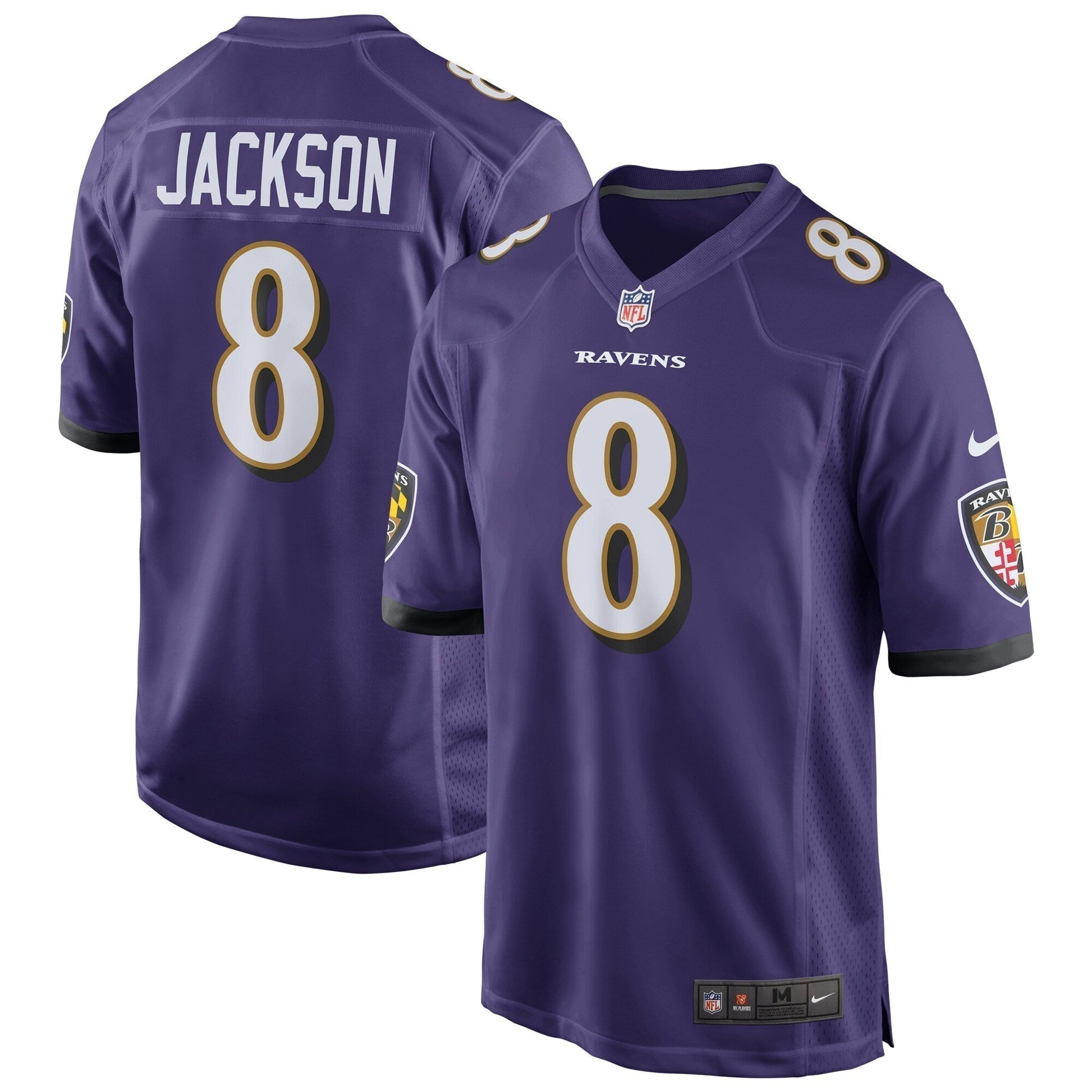 Lamar Jackson Baltimore Ravens Game Jersey - Purple football jersey product view 1