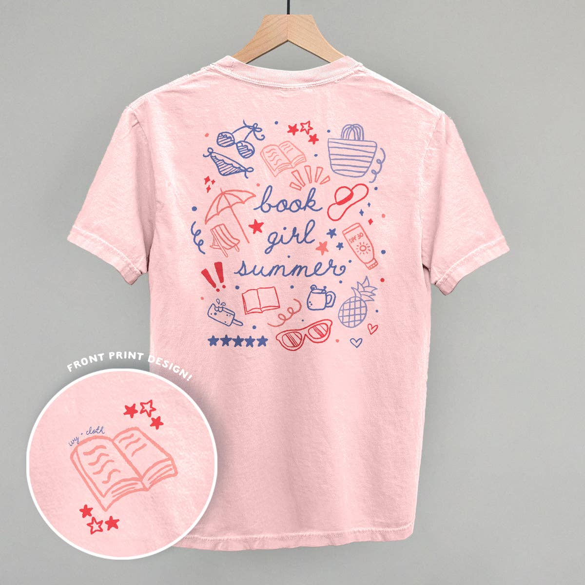 Book Girl Summer Colorful (Back Print) Unisex T-shirt, Sweatshirt, Hoodie, Long Sleeve Tee - T-Shirt, Sweatshirt, Hoodie