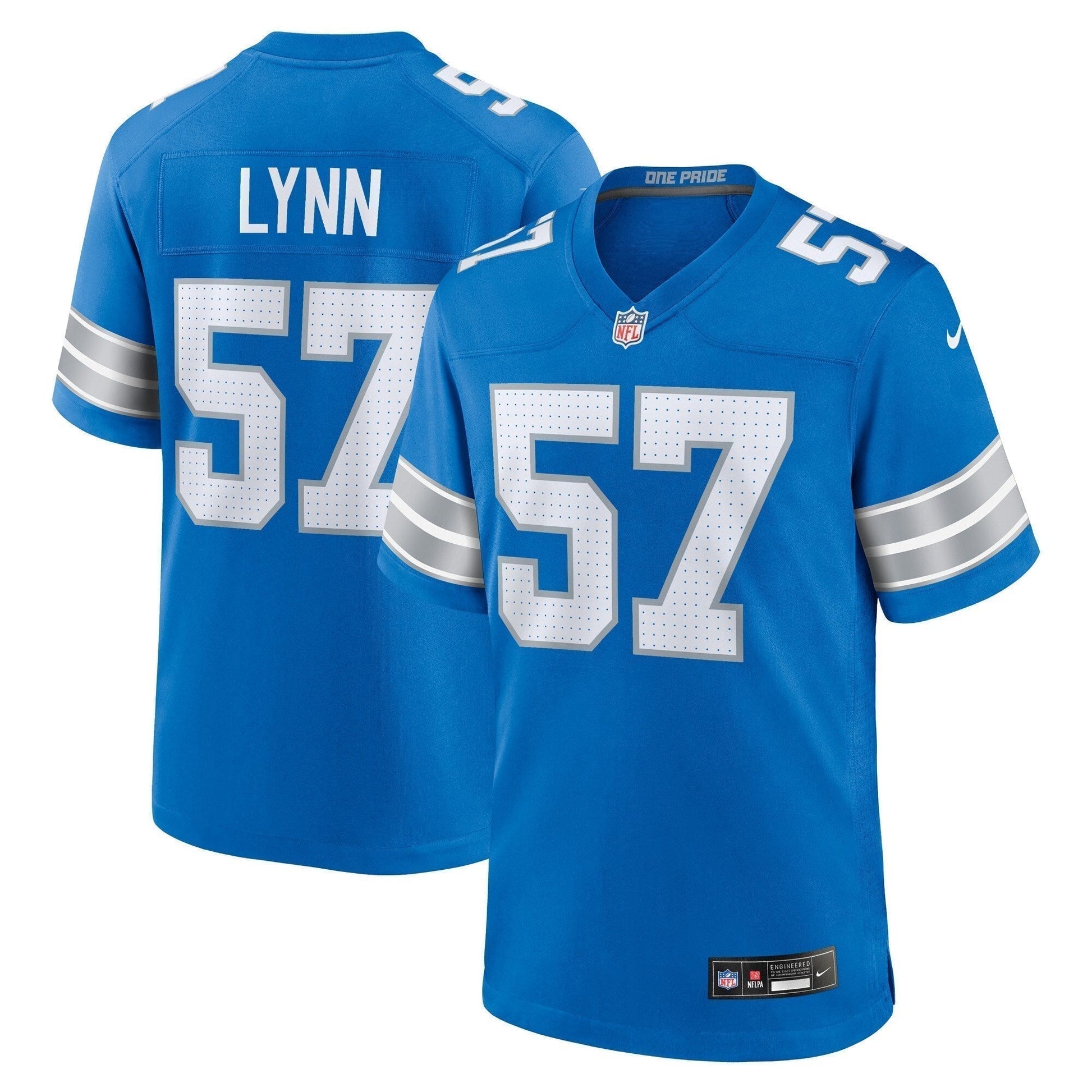 Nate Lynn Detroit Lions Game Jersey - Blue football jersey product view 1