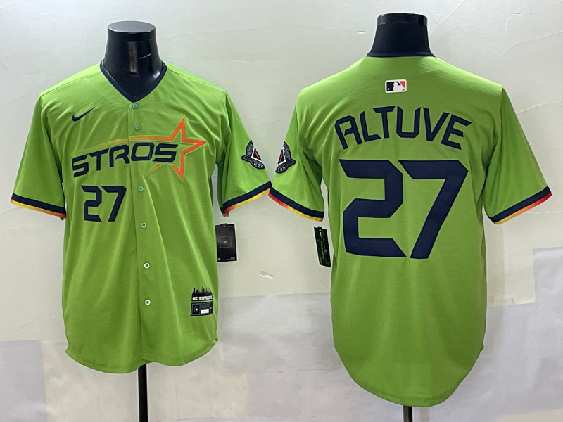 Men's Houston Astros Jose Altuve #27 Green 2025 City Connect Limited Player Jersey baseball jersey product view 1