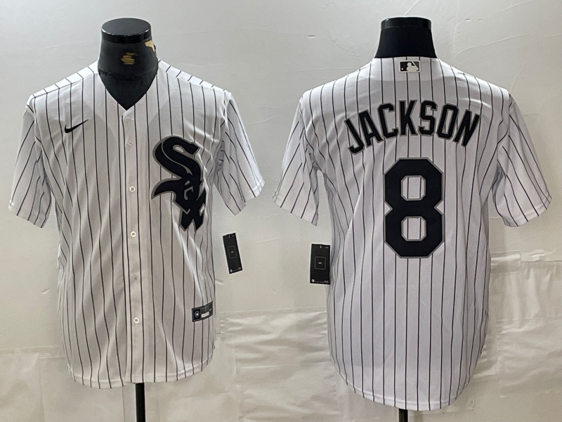 Men's Chicago White Sox Bo Jackson #8 White Replica Player Jersey baseball jersey product view 1
