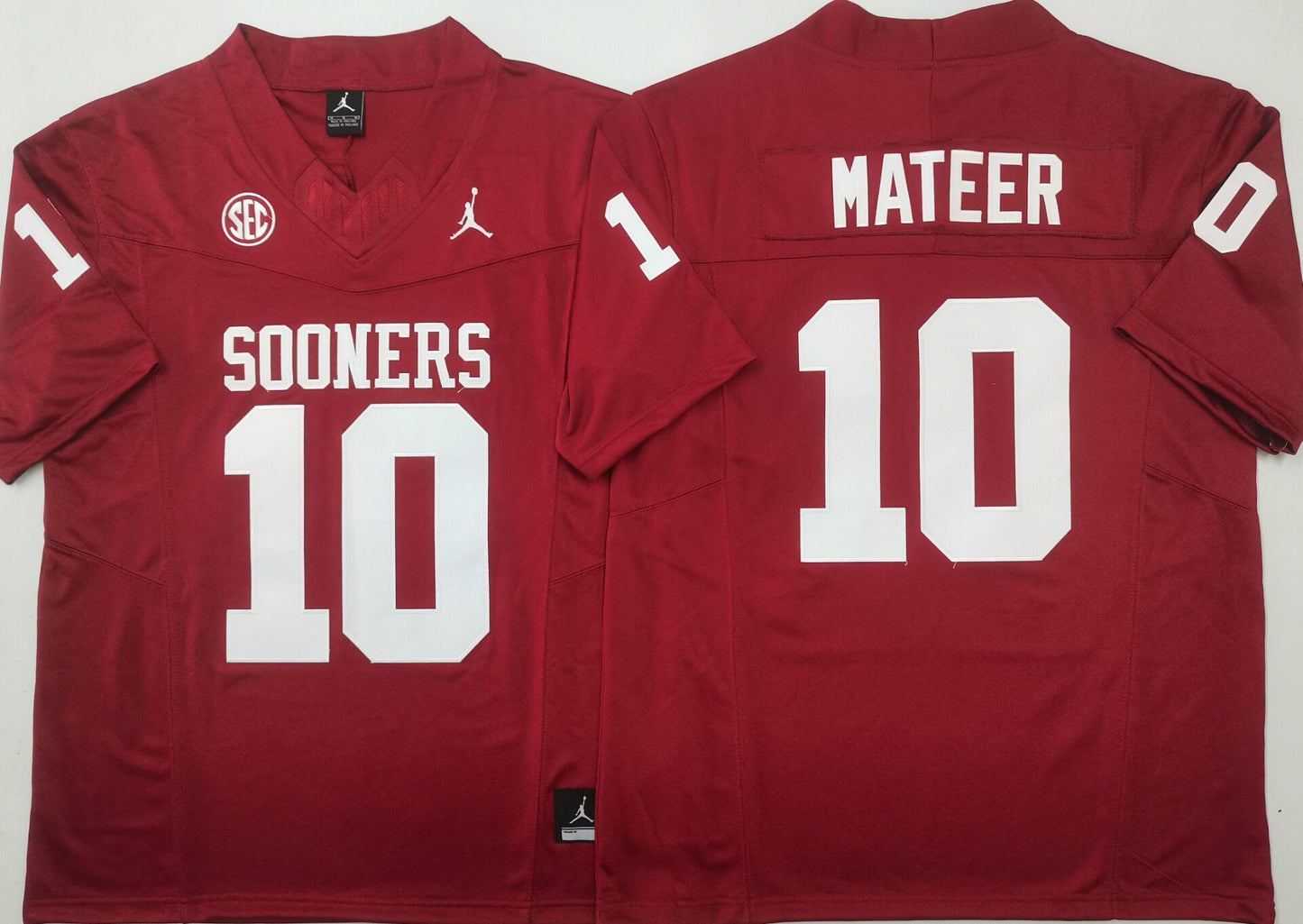 Men's Oklahoma Sooners John Mateer Burgundy Player Jersey sports jersey product view 1
