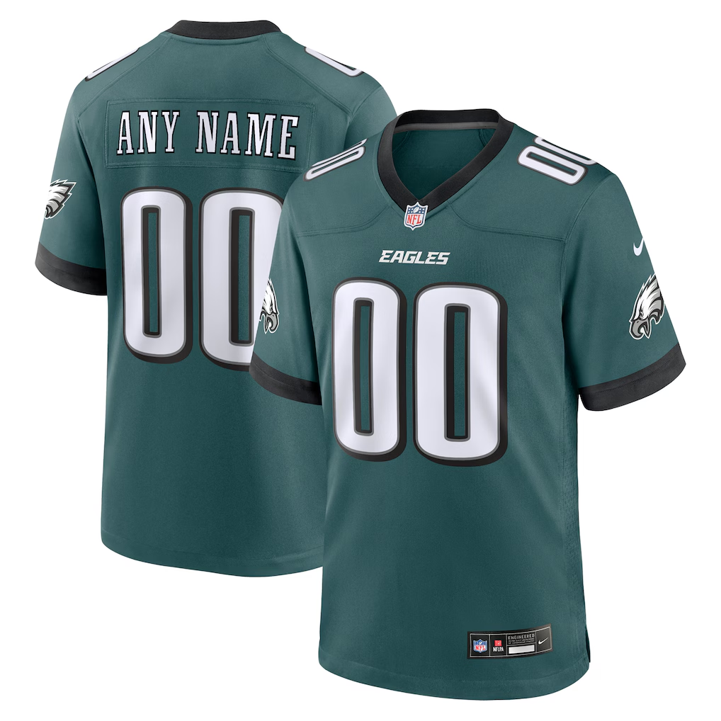 Men's Philadelphia Eagles Midnight Green Custom Game Jersey football jersey product view 1