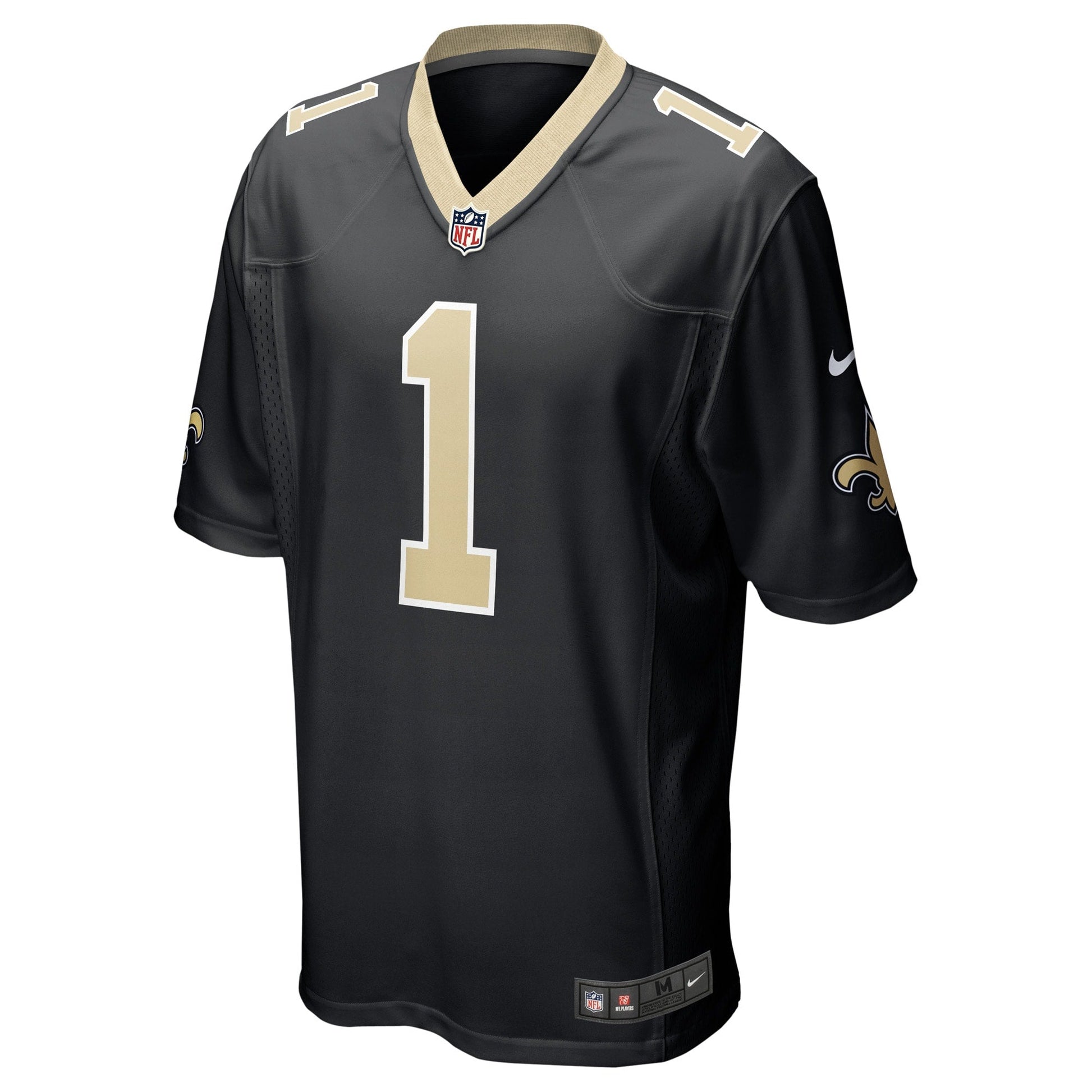 Number 1 Groom New Orleans Saints Game Jersey - Black football jersey product view 2