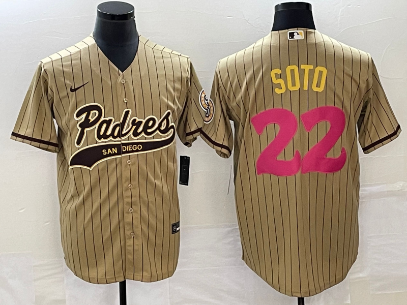 Men's San Diego Padres Juan Soto #22 Tan Replica Player Jersey Joint Edition baseball jersey product view 1