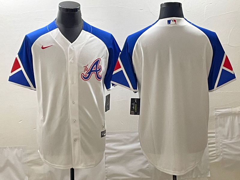 Men's Atlanta Braves White 2023 City Connect Replica Blank Jersey baseball jersey product view 1