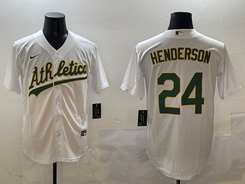 Men's Oakland Athletics Rickey Henderson White Replica Team Jersey baseball jersey product view 1