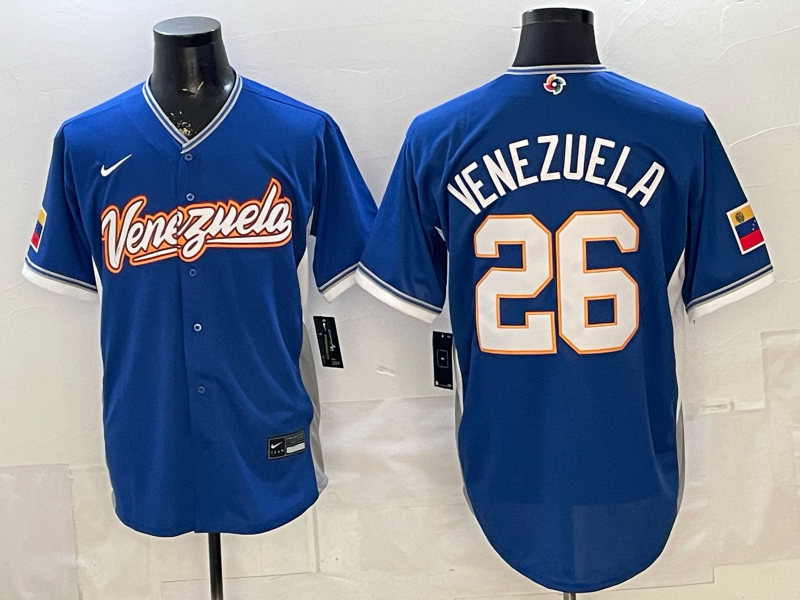 Men's Venezuela Baseball #26 Royal 2026 World Baseball Classic Stadium Jersey baseball jersey product view 1