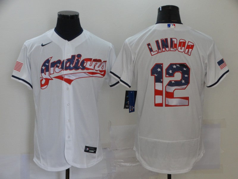 Men's Cleveland Guardians Francisco Lindor White Authentic Baseball Jersey baseball jersey product view 1