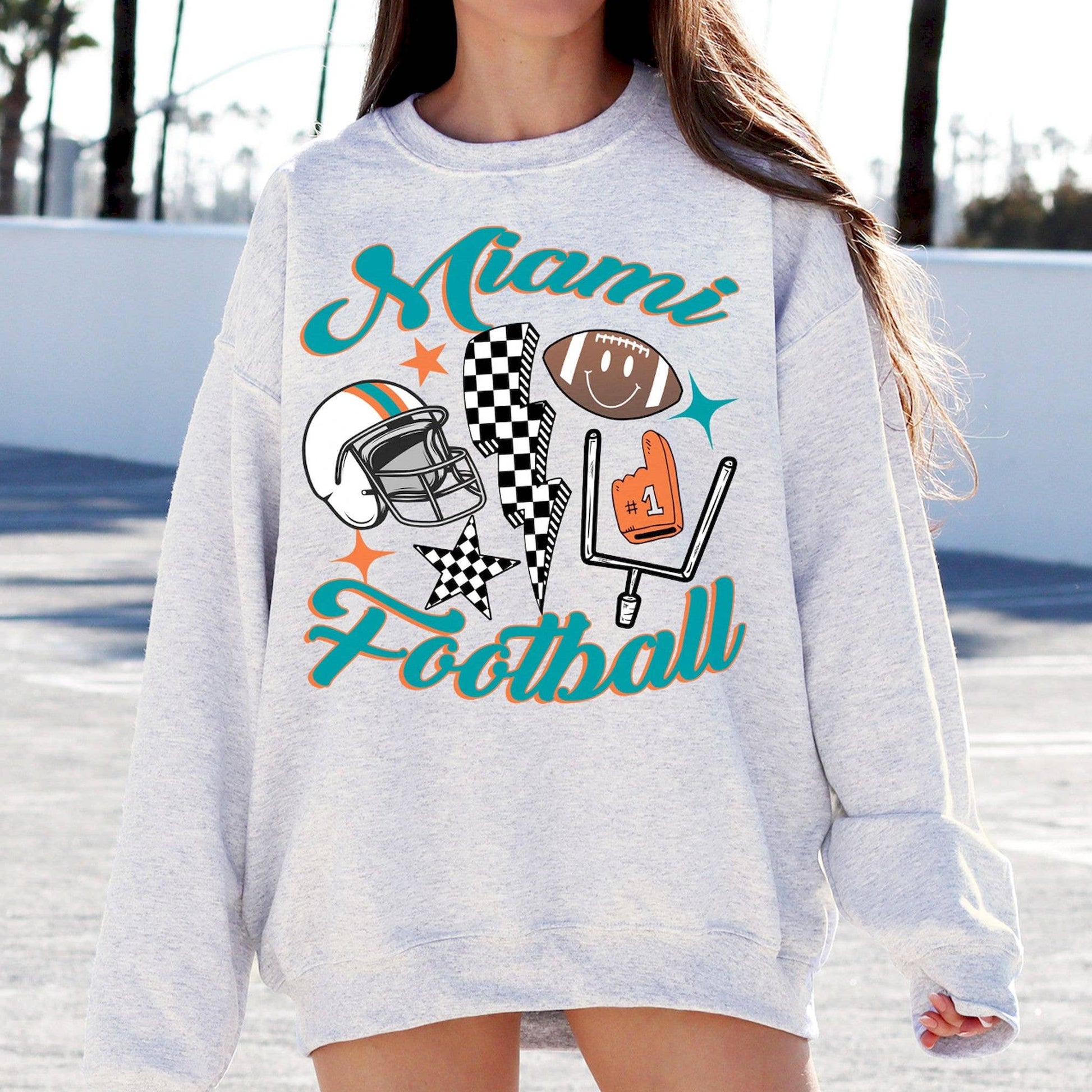 Vintage Miami Dolphins Football Sweatshirt, Retro Crewneck Unisex T-shirt, Sweatshirt, Hoodie, Long Sleeve Tee - T-Shirt, Sweatshirt, Hoodie