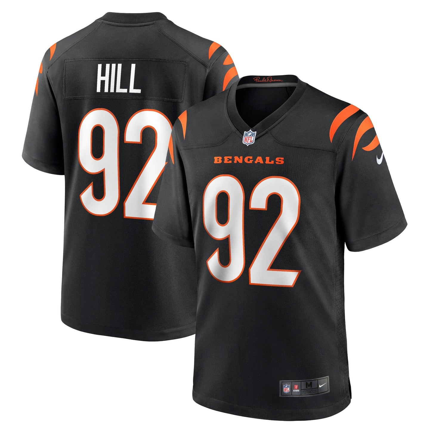 B.J. Hill Cincinnati Bengals Game Jersey - Black football jersey product view 1