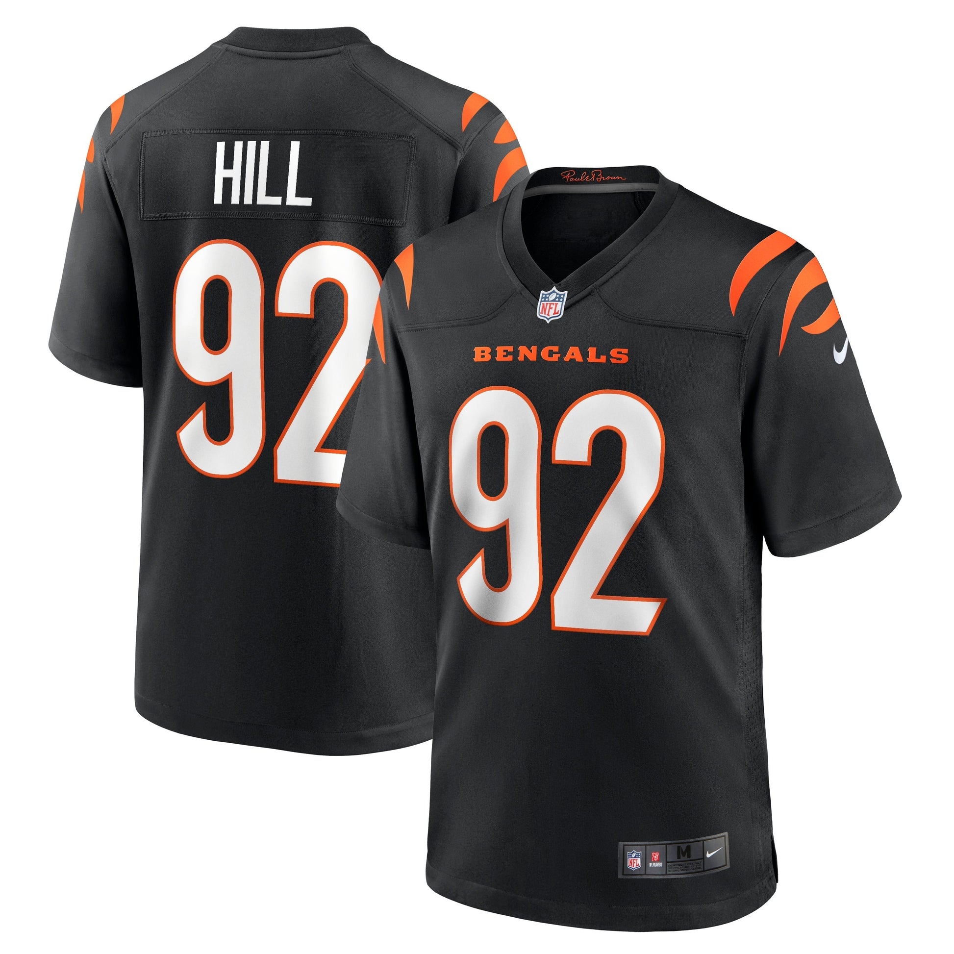 B.J. Hill Cincinnati Bengals Game Jersey - Black football jersey product view 1