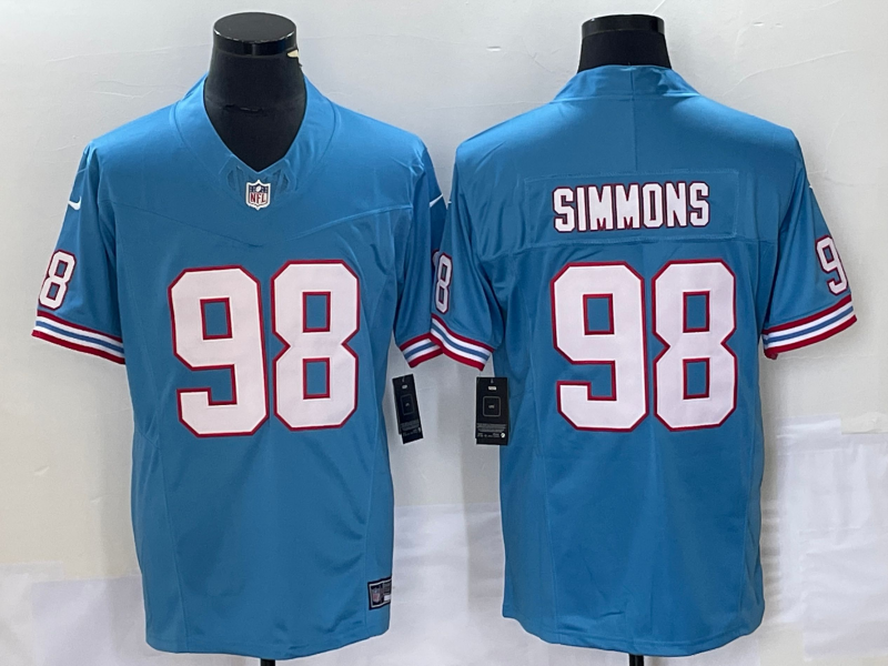 Men's Tennessee Titans Jeffery Simmons Light Blue Oilers Throwback Vapor F.U.S.E. Limited Jersey hockey jersey product view 1