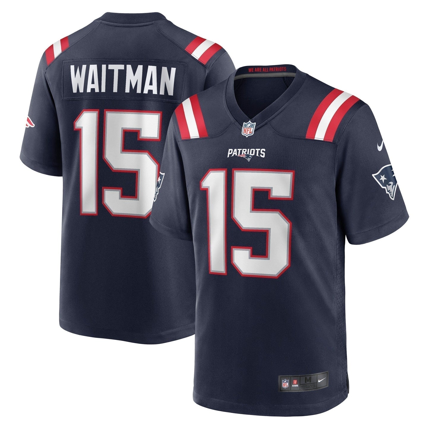 Corliss Waitman New England Patriots Game Jersey - Navy football jersey product view 1