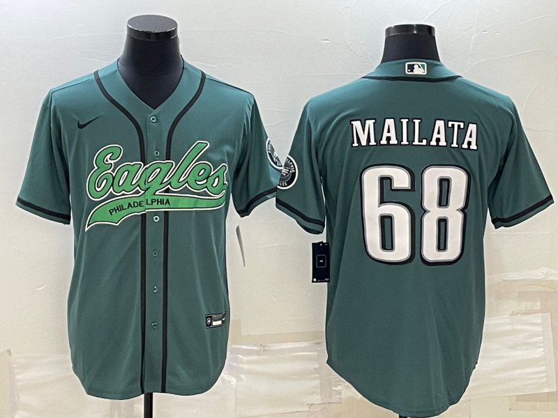 Men's Philadelphia Eagles Jordan Mailata #68 Midnight Green Game Jersey1 Joint Edition basketball jersey product view 1