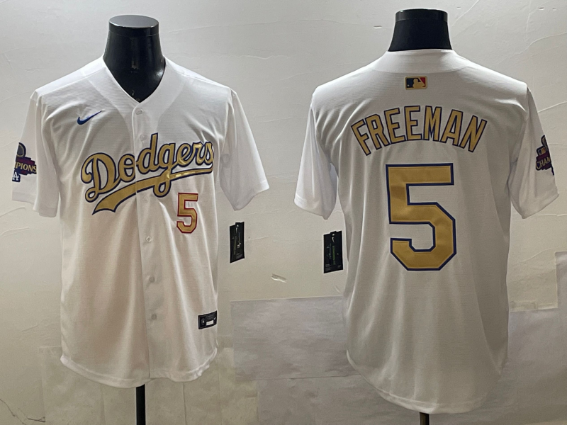 Men's Los Angeles Dodgers Freddie Freeman #5 White 2025 Gold Collection Limited Jersey1 baseball jersey product view 1