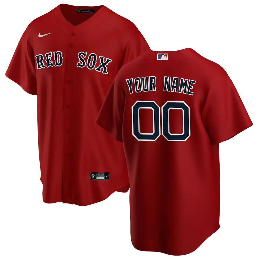 Men's Boston Red Sox Red Alternate Replica Custom Jersey baseball jersey product view 1