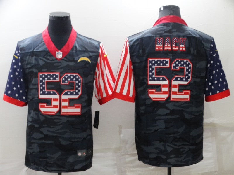 Men's Los Angeles Chargers Khalil Mack #52 Grey Camouflage Player Jersey1 football jersey product view 1