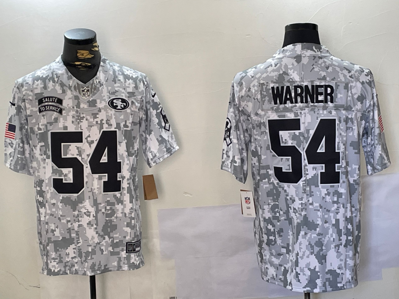 Men's San Francisco 49ers Fred Warner Arctic Camo 2024 Salute to Service Limited Jersey football jersey product view 1