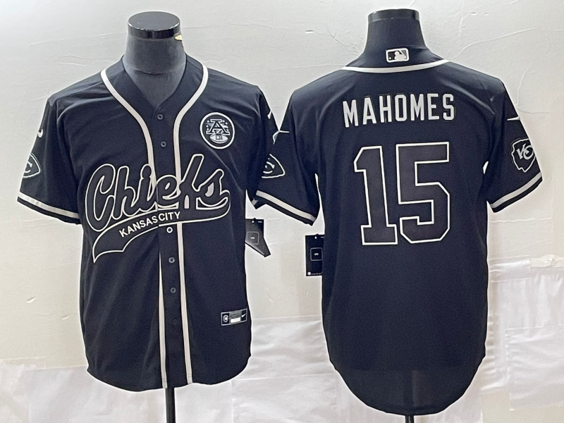 Men's Kansas City Chiefs Patrick Mahomes Black Authentic Game Jersey Joint Edition football jersey product view 1