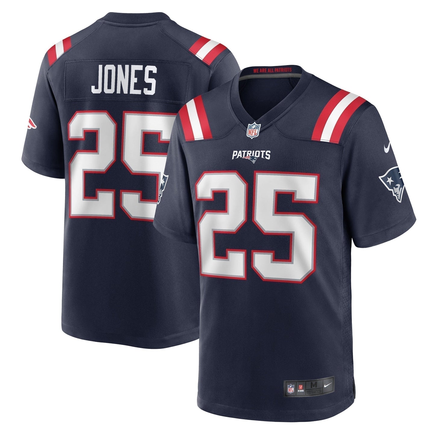 Marcus Jones New England Patriots Game Jersey - Navy football jersey product view 1