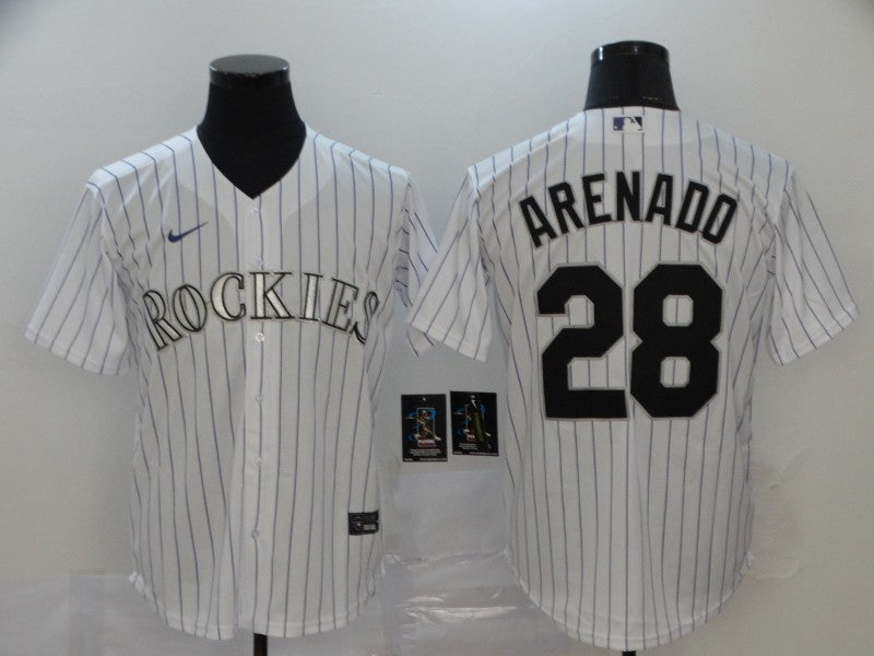 Men's Colorado Rockies Nolan Arenado White Replica Baseball Jersey baseball jersey product view 1