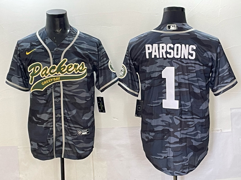 Men's Green Bay Packers Micah Parsons Grey Camouflage Game Jersey football jersey product view 1