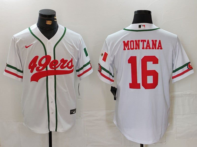 Men's San Francisco 49ers Joe Montana White Replica Player Jersey football jersey product view 1