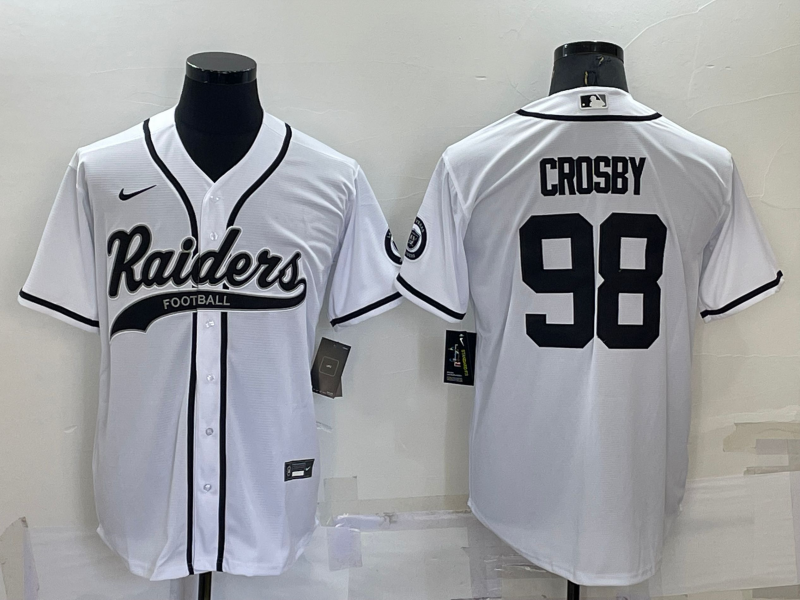 Men's Las Vegas Raiders Maxx Crosby #98 White Game Jersey1 Joint Edition football jersey product view 1