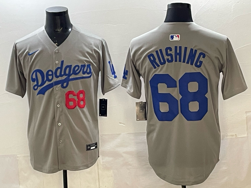 Men's Los Angeles Dodgers Jack Rushing #68 Gray Road Replica Player Jersey baseball jersey product view 1