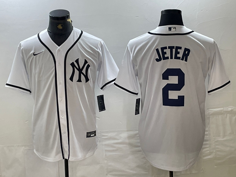 Men's New York Yankees Derek Jeter White Limited Game Jersey baseball jersey product view 1