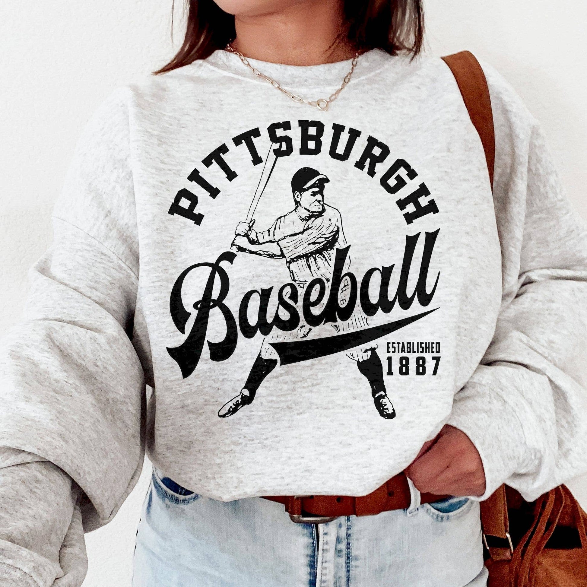 Retro Pittsburgh Pirate Crewneck Sweatshirt Est 1887 Game Da Unisex T-shirt, Sweatshirt, Hoodie, Long Sleeve Tee - T-Shirt, Sweatshirt, Hoodie