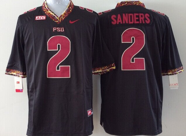 Men's Florida State Seminoles Deion Sanders Black Player Game Jersey sports jersey product view 1