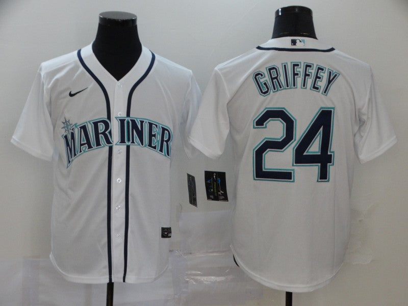 Men's Seattle Mariners Ken Griffey Jr. #24 White Replica Baseball Jersey1 baseball jersey product view 1