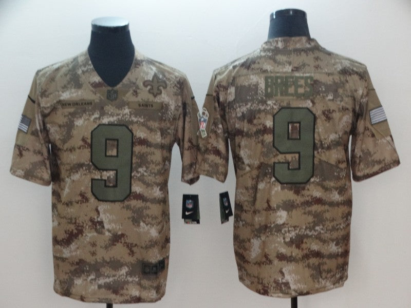Men's New Orleans Saints Drew Brees #9 Camouflage Game Jersey1 football jersey product view 1