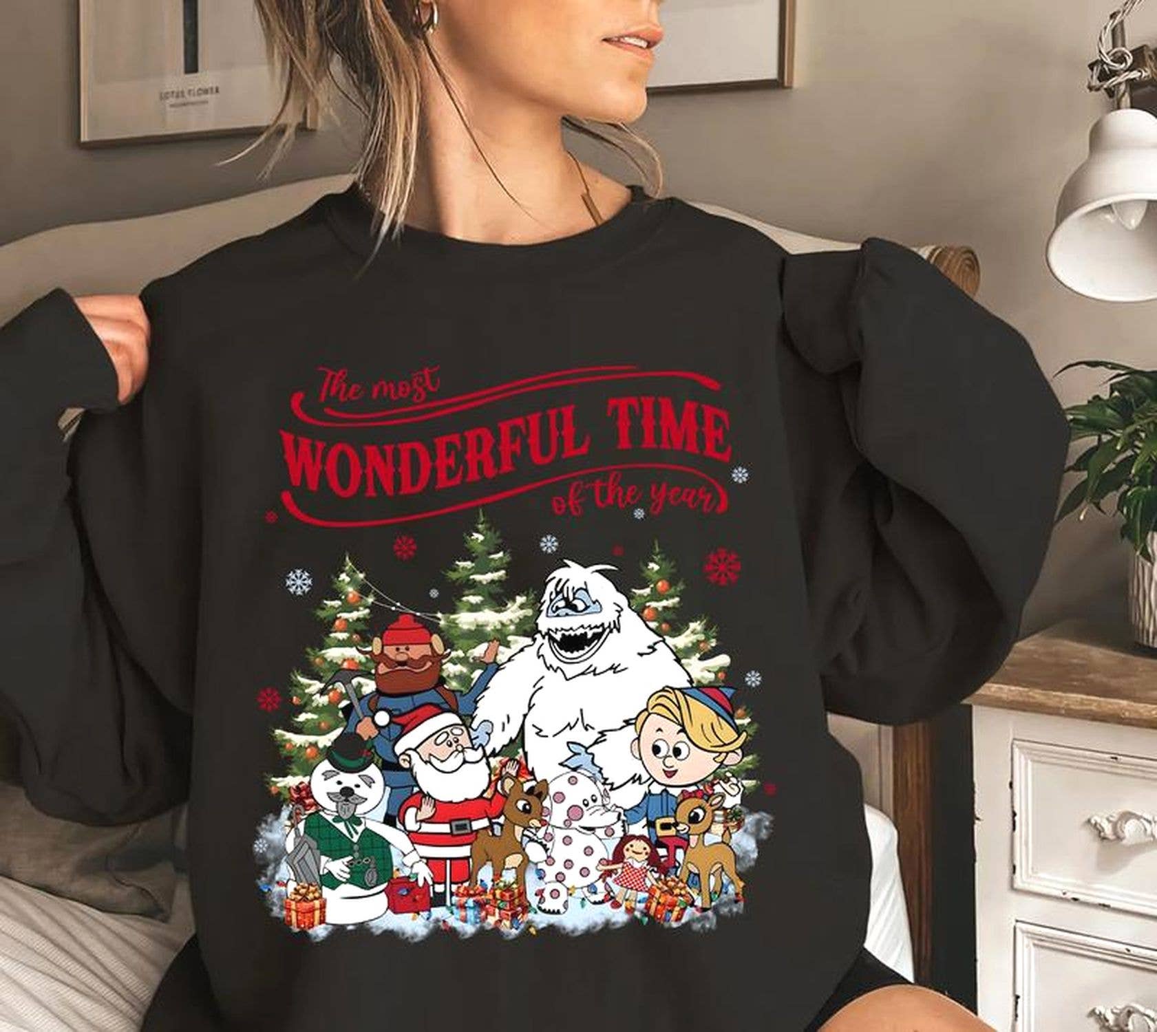 Christmas Cartoon Rudolph Shirt - Most Wonderful Time Unisex T-shirt, Sweatshirt, Hoodie, Long Sleeve Tee - T-Shirt, Sweatshirt, Hoodie